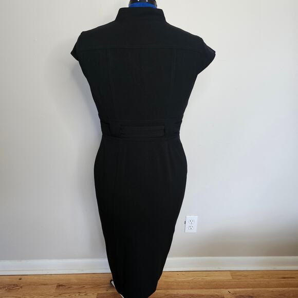 Calvin Klein Black Belted Button Front Fitted Shirt Dress Size 8 - Picture 3 of 9